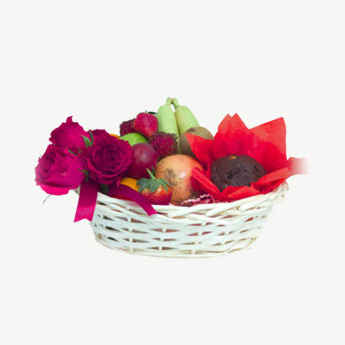 Mothers's Day Fresh Fruit Basket with roses