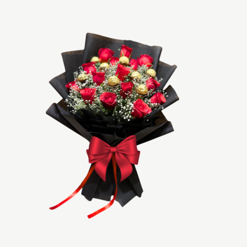 Ferrero Rocher With Roses Hand-Tied Bouquet
