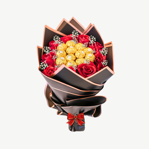 Ferrero Rocher With Roses Hand-Tied Bouquet